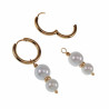 ∅19mm x 2,5mm Oorbellen Dames - Verguld RVS - Oorringen met Schelpparels Hanger