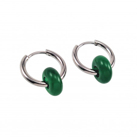 ∅16mm Oorringen met Maleisische Jade Stenen - Gepolijst RVS- Dames