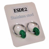 ∅16mm Oorringen met Maleisische Jade Stenen - Gepolijst RVS- Dames