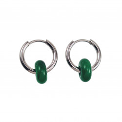 ∅16mm Oorringen met Maleisische Jade Stenen - Gepolijst RVS- Dames
