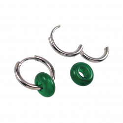 ∅16mm Oorringen met Maleisische Jade Stenen - Gepolijst RVS- Dames