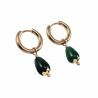 ∅15mm Oorbellen Dames - Verguld RVS Oorringen met Groen Druppelhangers