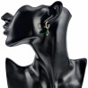 ∅15mm Oorbellen Dames - Verguld RVS Oorringen met Groen Druppelhangers
