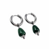 ∅15mm Oorbellen Dames - Gepolijst RVS Oorringen met Groen Druppelhangers
