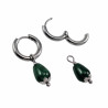 ∅15mm Oorbellen Dames - Gepolijst RVS Oorringen met Groen Druppelhangers