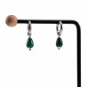 ∅15mm Oorbellen Dames - Gepolijst RVS Oorringen met Groen Druppelhangers