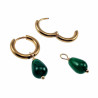 Dames - Verguld RVS Oorringen met Groen Druppelhangers ∅15mm x 2,5mm
