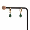 Dames - Verguld RVS Oorringen met Groen Druppelhangers ∅15mm x 2,5mm