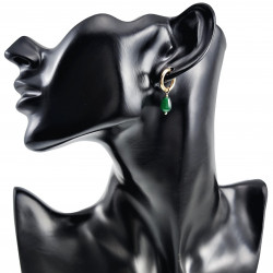 Dames - Verguld RVS Oorringen met Groen Druppelhangers ∅15mm x 2,5mm