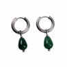 Dames Gepolijst RVS Oorringen met Groen Druppelhangers ∅15mm x 2,5mm