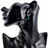 Dames Gepolijst RVS Oorringen met Groen Druppelhangers ∅15mm x 2,5mm