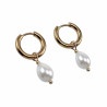 Dames - Verguld RVS Oorringen met Witte Druppelhangers ∅15mm x 2,5mm
