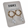 Dames - Verguld RVS Oorringen met Witte Druppelhangers ∅15mm x 2,5mm