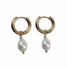 Dames - Verguld RVS Oorringen met Witte Druppelhangers ∅15mm x 2,5mm
