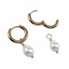 Dames - Verguld RVS Oorringen met Witte Druppelhangers ∅15mm x 2,5mm