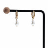 Dames - Verguld RVS Oorringen met Witte Druppelhangers ∅15mm x 2,5mm