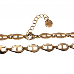 52cm tot 56cm Ketting Dames - Verguld RVS - Platte Schakels Design - Asymmetrische Schakelketting