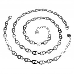 Dames Gepolijst RVS - Asymmetrische Platte Schakelketting 52cm tot 56cm