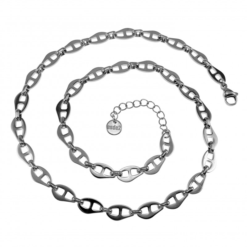 Dames Gepolijst RVS - Asymmetrische Platte Schakelketting 52cm tot 56cm Dames Gepolijst RVS - Asymmetrische Platte Schakelketting 52cm tot 56cm