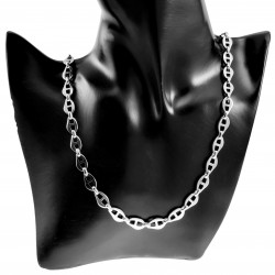 52cm tot 56cm Ketting Dames - Gepolijst RVS - Platte Schakels Design - Asymmetrische Schakelketting