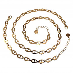 ∅16mm Oorbellen Dames - Verguld RVS - Oorringen met Schakel-Hanger
