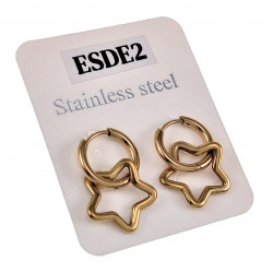 ∅14mm x 2mm Oorbellen Dames -  Verguld RVS - Oorringen met Asymmetrische Sterhanger