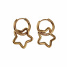 ∅14mm x 2mm Oorbellen Dames -  Verguld RVS - Oorringen met Asymmetrische Sterhanger