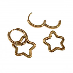 ∅14mm x 2mm Oorbellen Dames -  Verguld RVS - Oorringen met Asymmetrische Sterhanger