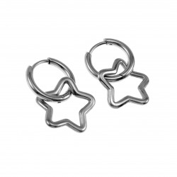 Dames RVS Oorringen met Asymmetrische Sterhanger ∅14mm x 2mm