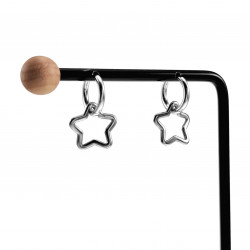 Dames RVS Oorringen met Asymmetrische Sterhanger ∅14mm x 2mm
