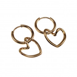 Dames Verguld RVS Oorringen met Asymmetrische Harthanger ∅16mm x 2mm