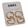 Dames Verguld RVS Oorringen met Asymmetrische Harthanger ∅16mm x 2mm