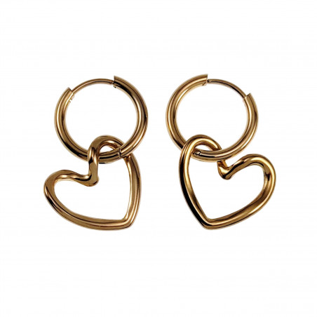 Dames Verguld RVS Oorringen met Asymmetrische Harthanger ∅16mm x 2mm
