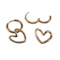 Dames Verguld RVS Oorringen met Asymmetrische Harthanger ∅16mm x 2mm