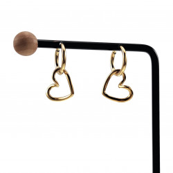 Dames Verguld RVS Oorringen met Asymmetrische Harthanger ∅16mm x 2mm