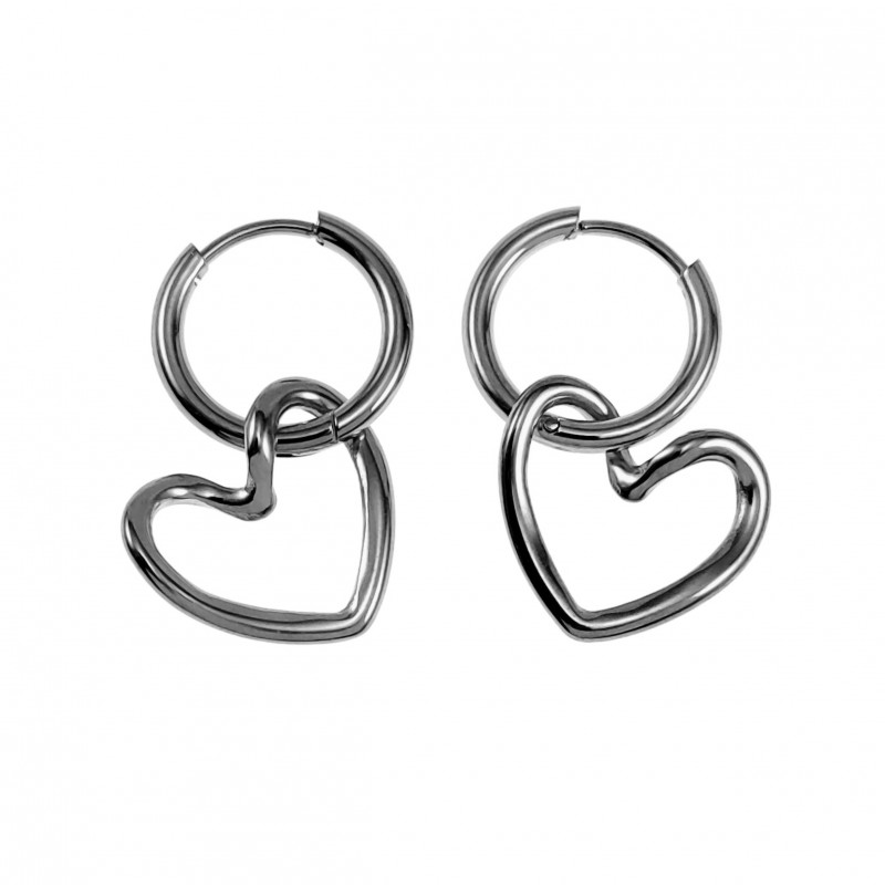 Dames RVS Oorringen met Asymmetrische Harthanger ∅16mm x 2mm Dames RVS Oorringen met Asymmetrische Harthanger ∅16mm x 2mm