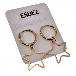 ∅16mm Oorbellen Dames - Verguld RVS - Oorringen met Ster Hanger