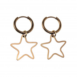 ∅16mm Oorbellen Dames - Verguld RVS - Oorringen met Ster Hanger