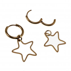∅16mm Oorbellen Dames - Verguld RVS - Oorringen met Ster Hanger