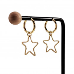 ∅16mm Oorbellen Dames - Verguld RVS - Oorringen met Ster Hanger