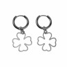 Dames Gepolijst RVS Oorringen met Klavertje Vier Hanger ∅14mm x 2mm
