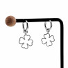 ∅14mm x 2mm Oorbellen Dames - Gepolijst RVS - Oorringen met Klavertje Vier Hanger