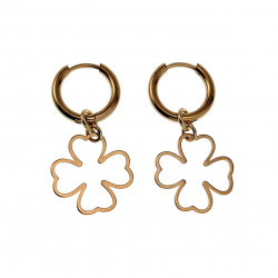 Dames Verguld RVS Oorringen met Klavertje Vier Hanger ∅14mm x 2mm