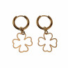 Dames Verguld RVS Oorringen met Klavertje Vier Hanger ∅14mm x 2mm