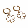 Dames Verguld RVS Oorringen met Klavertje Vier Hanger ∅14mm x 2mm