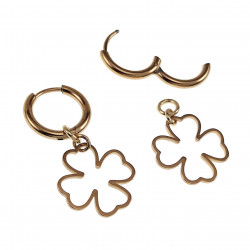 Dames Verguld RVS Oorringen met Klavertje Vier Hanger ∅14mm x 2mm