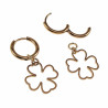 Dames Verguld RVS Oorringen met Klavertje Vier Hanger ∅14mm x 2mm