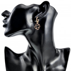 Dames Verguld RVS Oorringen met Klavertje Vier Hanger ∅14mm x 2mm