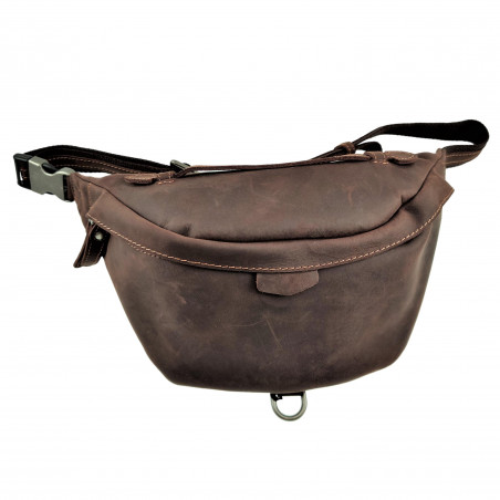 Grote Heuptasje Unisex Bruin Rundleer Buideltas Informal Crossbodytas