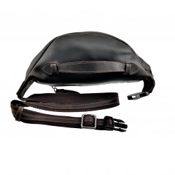 Grote Heuptasje Unisex - Zwart-Bruin Rundleer - Informal Crossbodytas